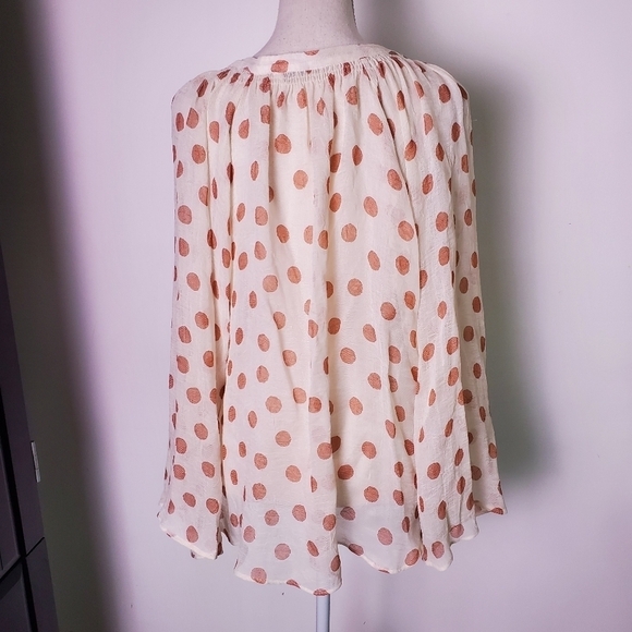 Zara Polka Dot Gauze Long Sleeved Top - Picture 6 of 10